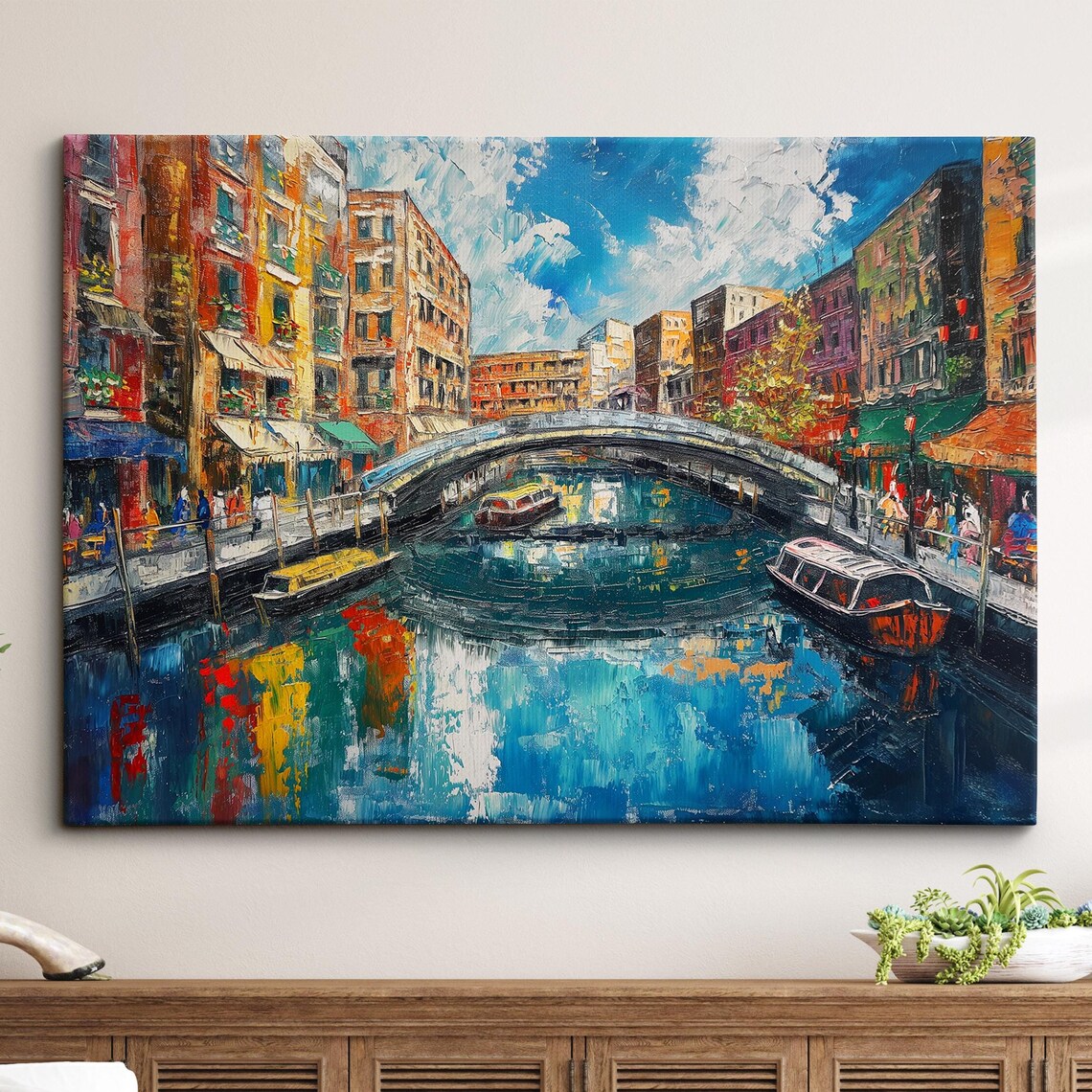 Amsterdam Netherlands Canal Boat Europe Landmark Oil Painting Watercolor Wall Art Framed Canvas Poster Print Homeoffice Room Decor Gifts