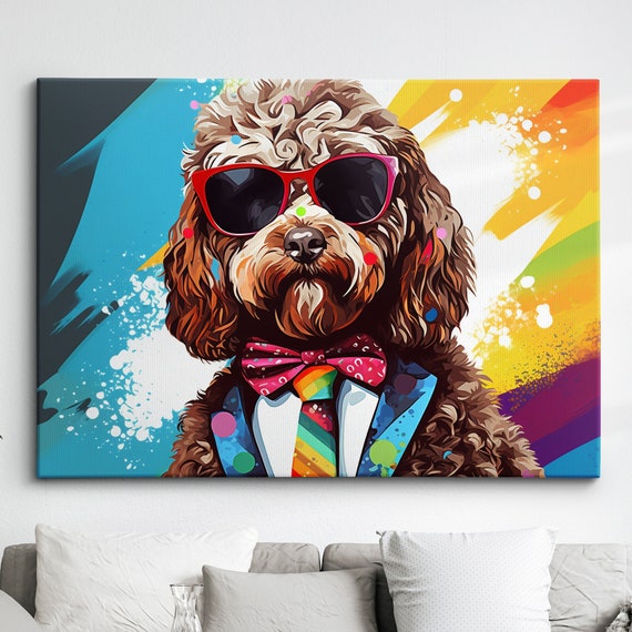 Colorful Cockapoo Dog Pet Abstract Modern Oil Painting Wall Art Framed Canvas Poster Print Home Kitchen Office Room Decor Gifts