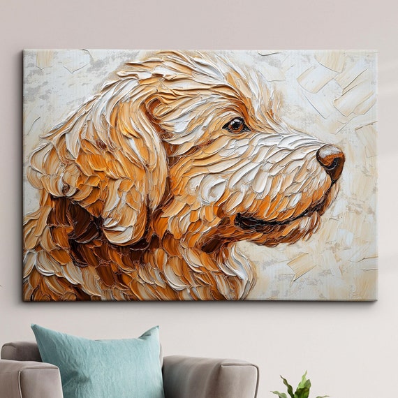 Cockapoo Abstract Dog Pet Animal Oil Painting Wall Art Framed Canvas Poster Print Home Kitchen Office Bedroom Living Room Decor Gift