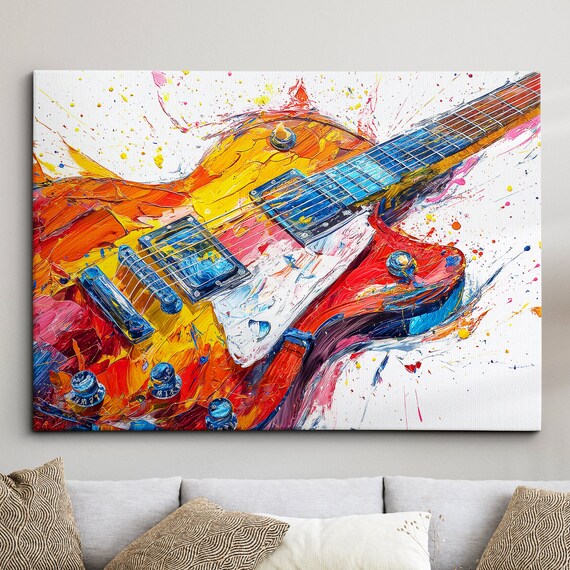 Electric Guitar Abstract Oil Painting Art Print