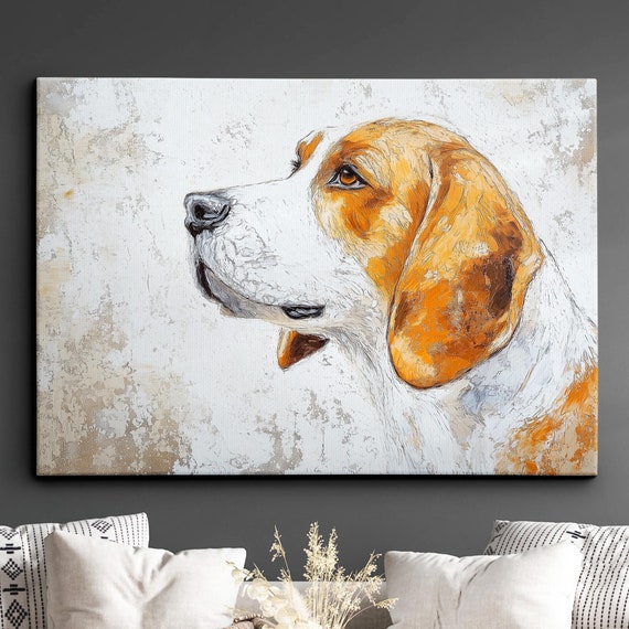 Beagle Abstract Dog Pet Animal Painting Splatter Wall Art Framed Canvas Poster Print Home Kitchen Office Room Decor Family Gifts