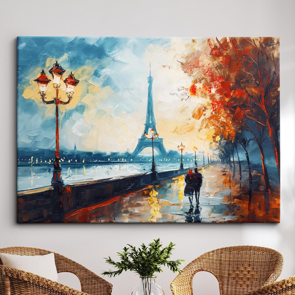 Paris France Eiffel Tower Cityscape Landmark Oil Painting Watercolor Wall Art Framed Canvas Poster Print Homeoffice Room Decor Gifts