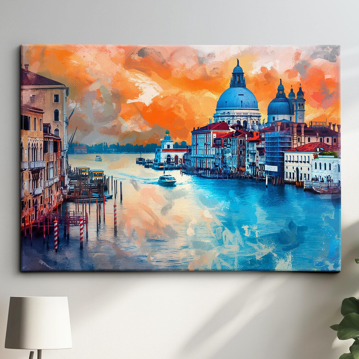 Venice Italy Gondola Boat River Landmark Oil Painting Watercolor Wall Art Framed Calming Canvas Poster Print Homeoffice Room Decor Gifts