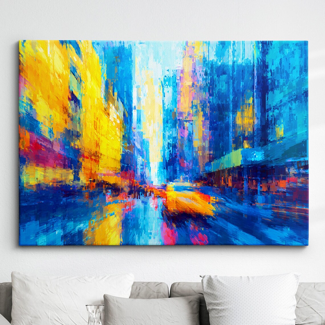 Vibrant New York City Street With Yellow Taxi Abstract Art Poster