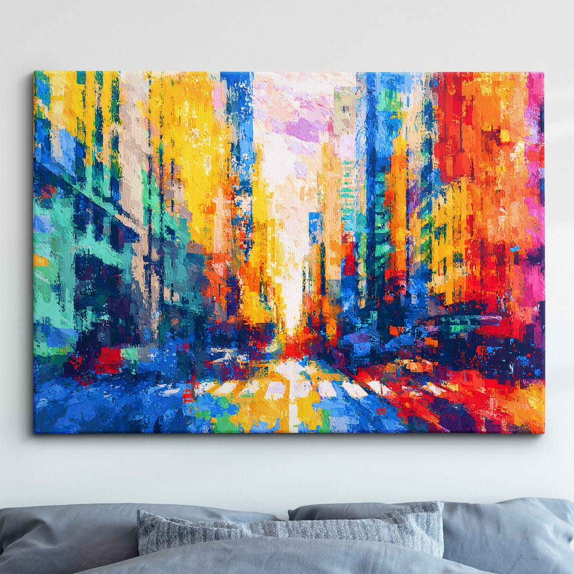 New York City Street Landmark Oil Painting Style Wall Art Framed Calming Canvas Poster Print Homeoffice Room Decor Gifts For Office Home
