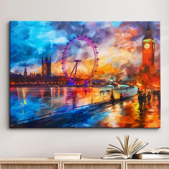 London Bridge Abstract Oil Painting Paint Colourful Uk Eye Wall Art Framed Canvas Poster Print Homeoffice Room Decor Gifts