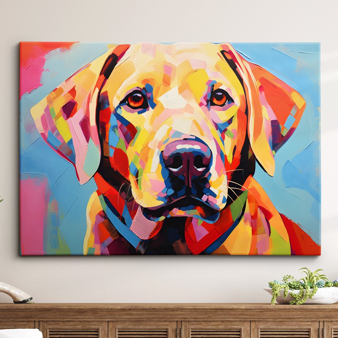 Labrador Dog Abstract Modern Oil Painting Print