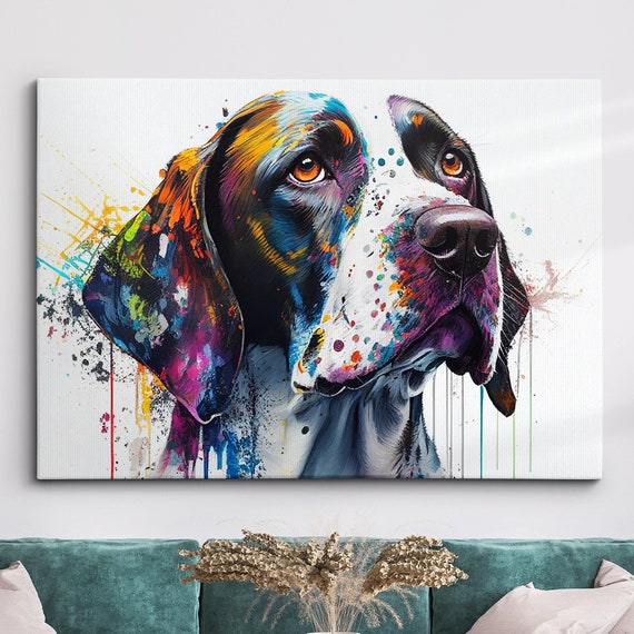Colorful English Pointer Dog Pet Abstract Modern Oil Painting Wall Art Framed Canvas Poster Print Home Kitchen Office Room Decor Gifts