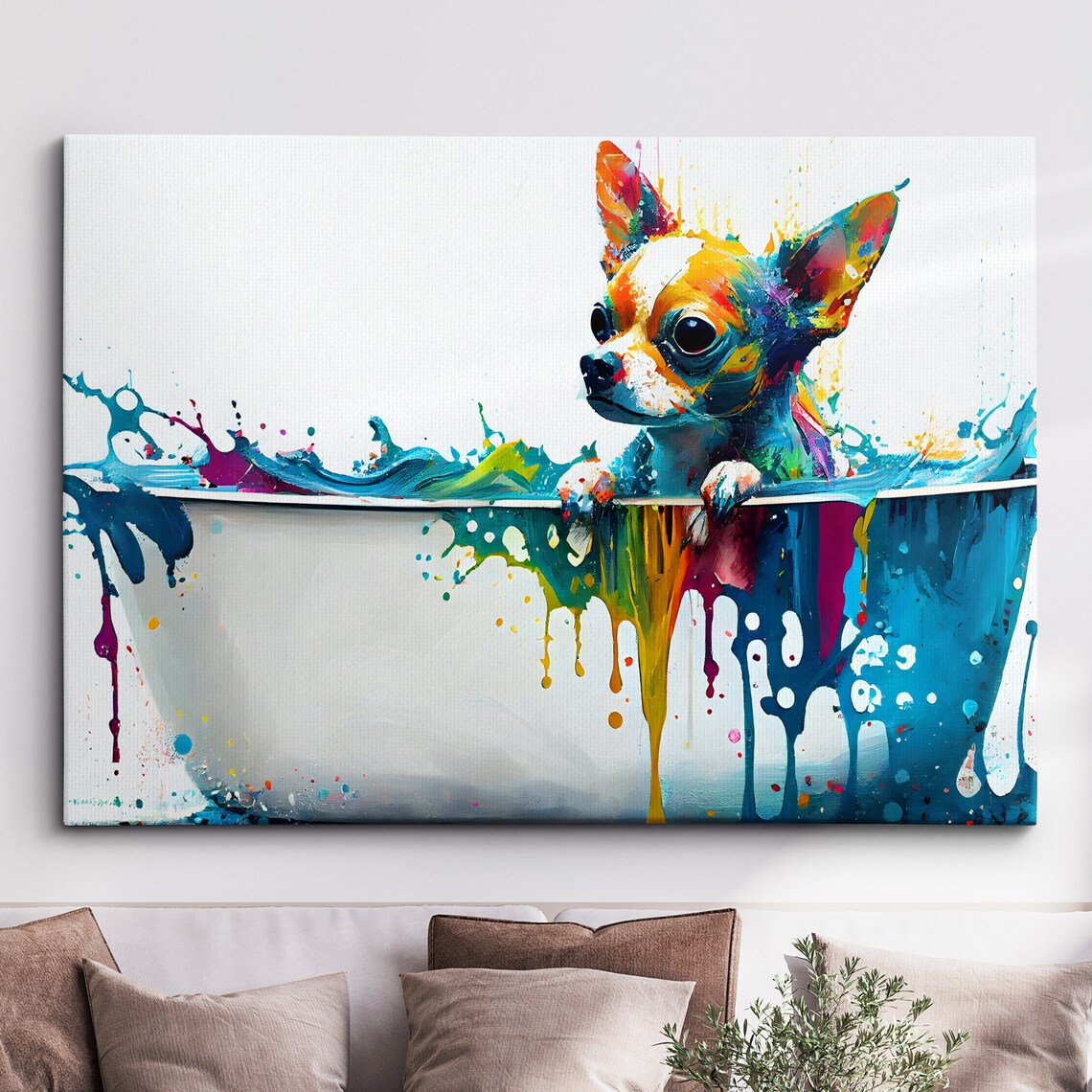 Chihuahua In Bathtub Abstract Dog Art Print