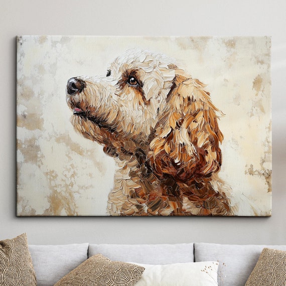 Cockapoo Abstract Dog Pet Animal Oil Painting Wall Art Framed Canvas Poster Print Home Kitchen Office Bedroom Living Room Decor Gift