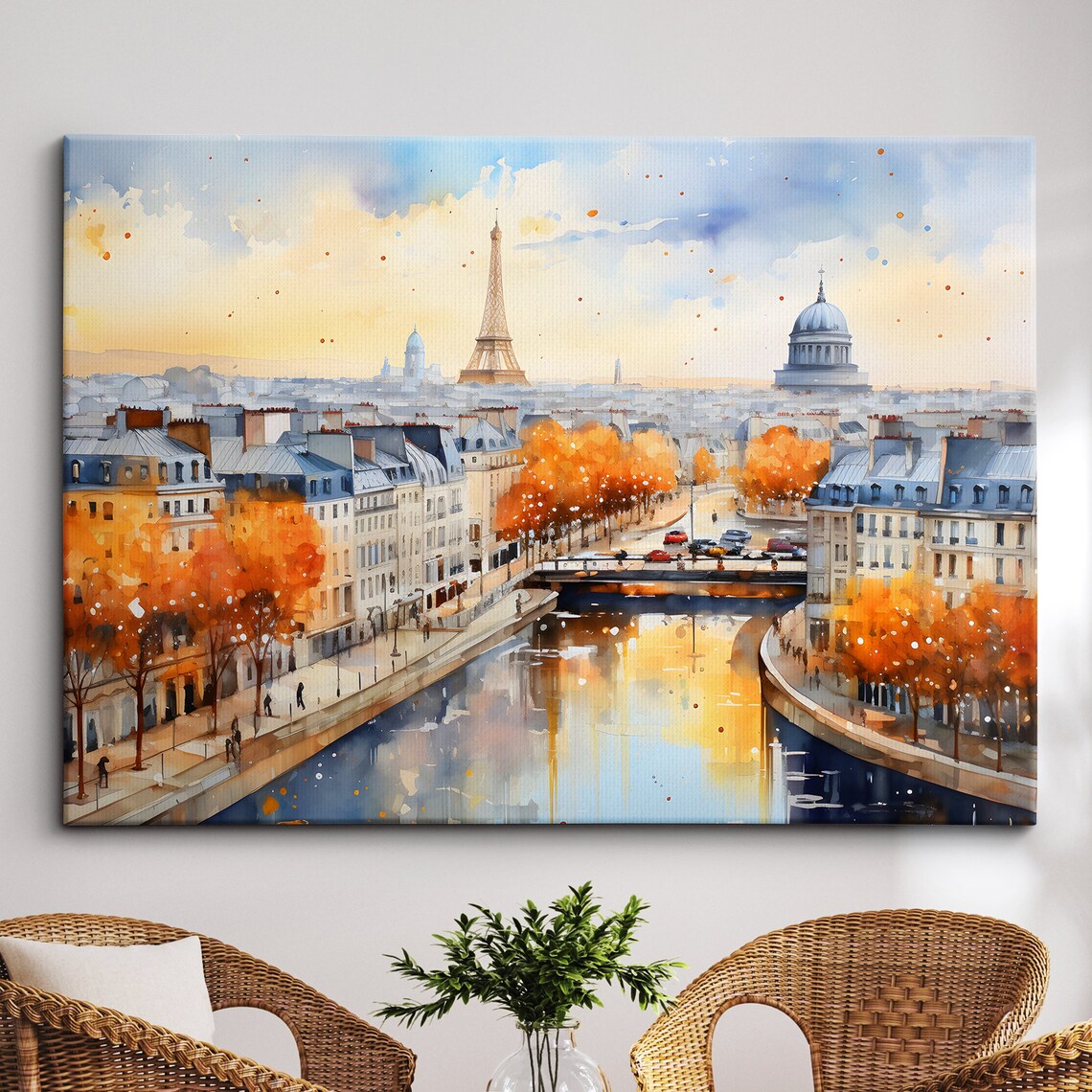 Paris France Eiffel Tower Cityscape Travel Poster