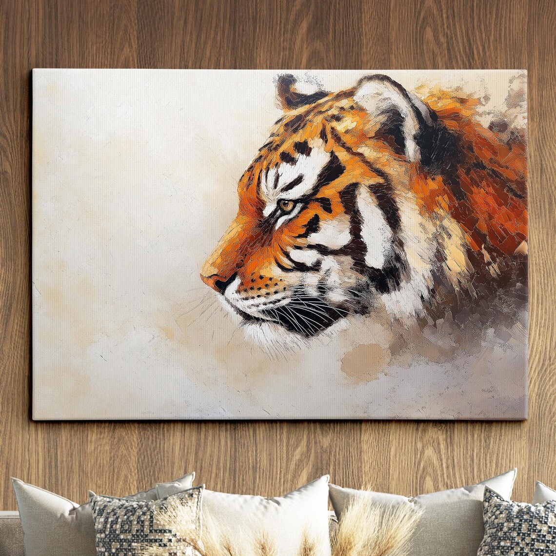 Tiger Profile Abstract Oil Painting Wild Jungle Animal Poster