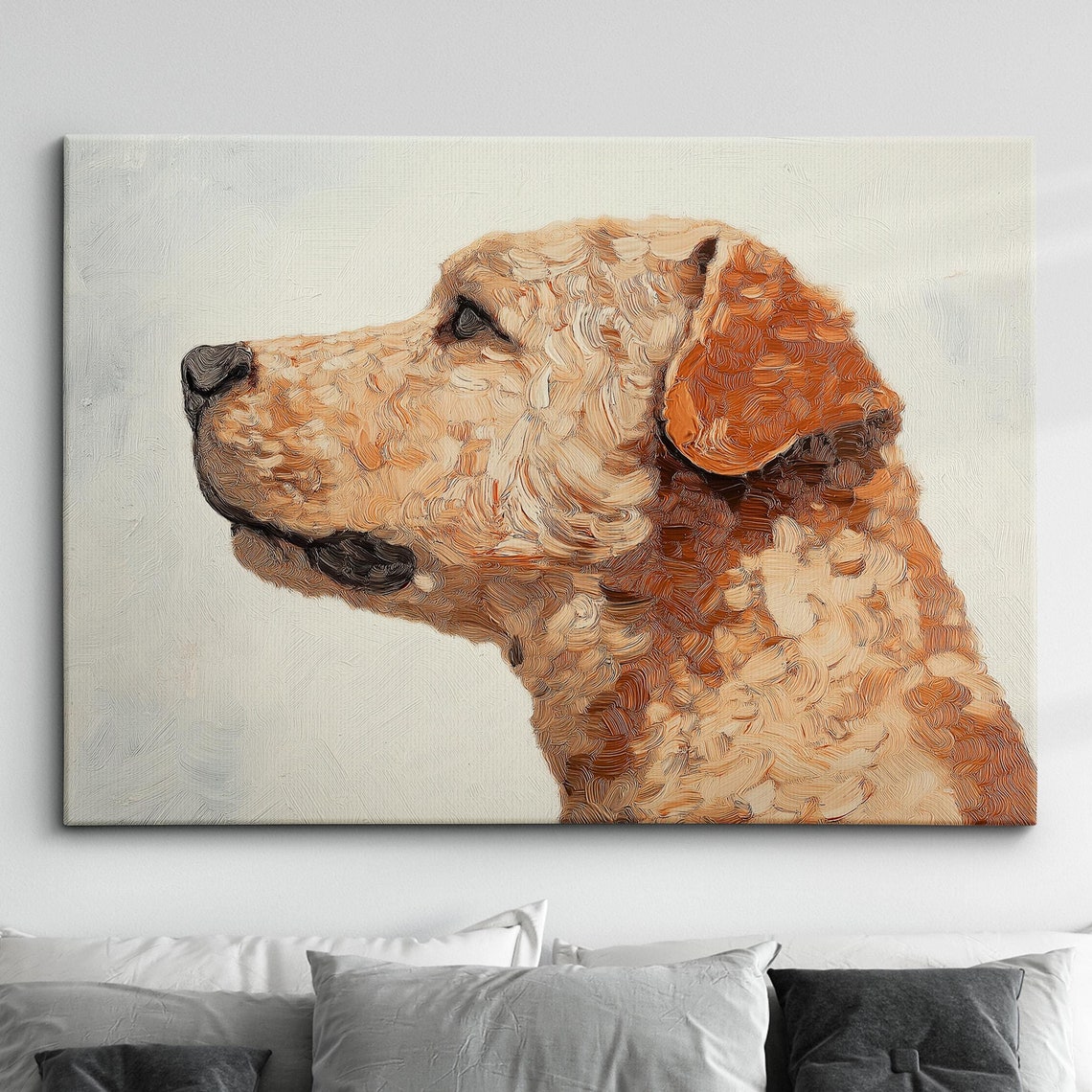 Apricot Cockapoo Side Profile Textured Impasto Oil Painting Poster