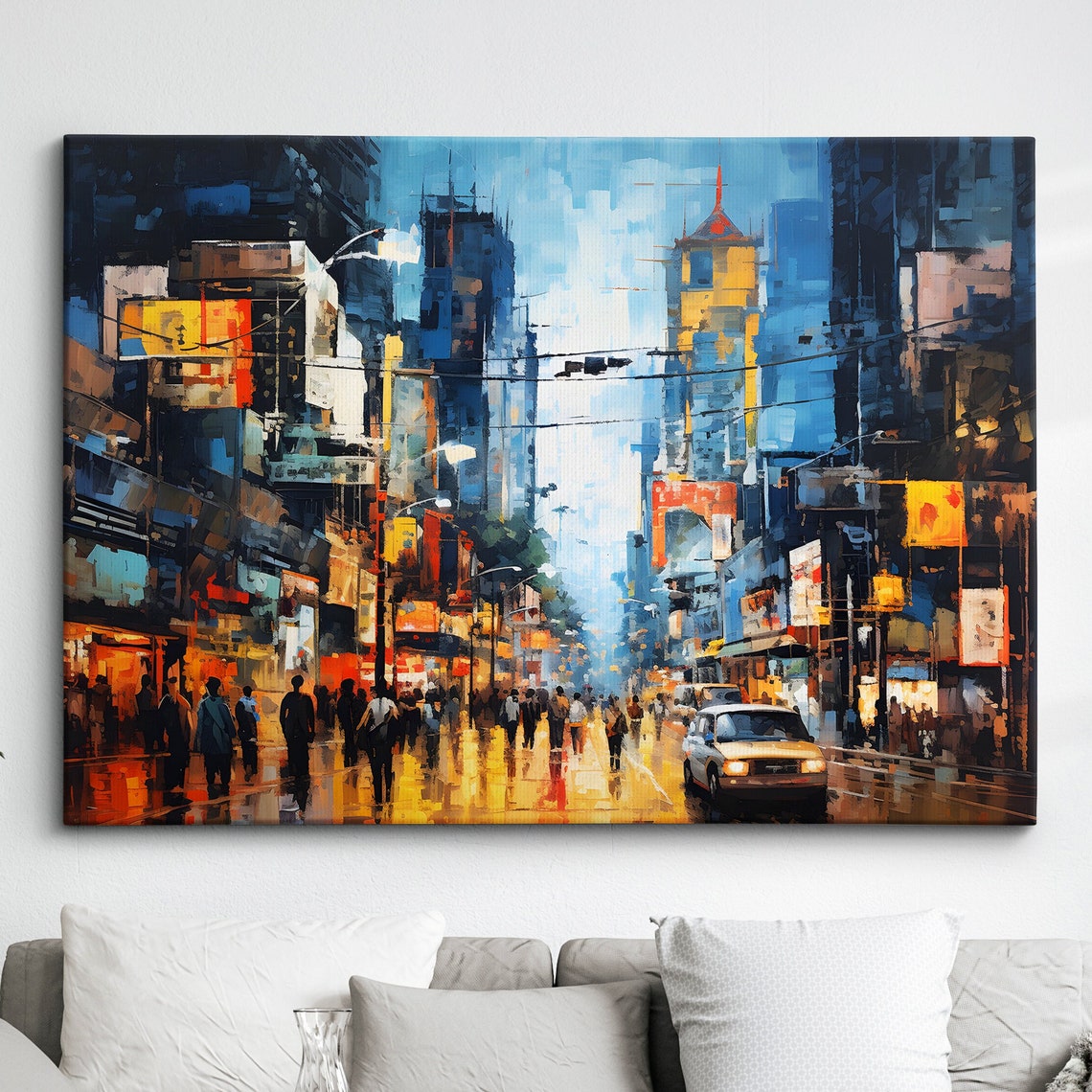 Bangkok Street Inspired Thailand Landmark Oil Painting Watercolor Wall Art Framed Calming Canvas Poster Print Homeoffice Room Decor Gifts