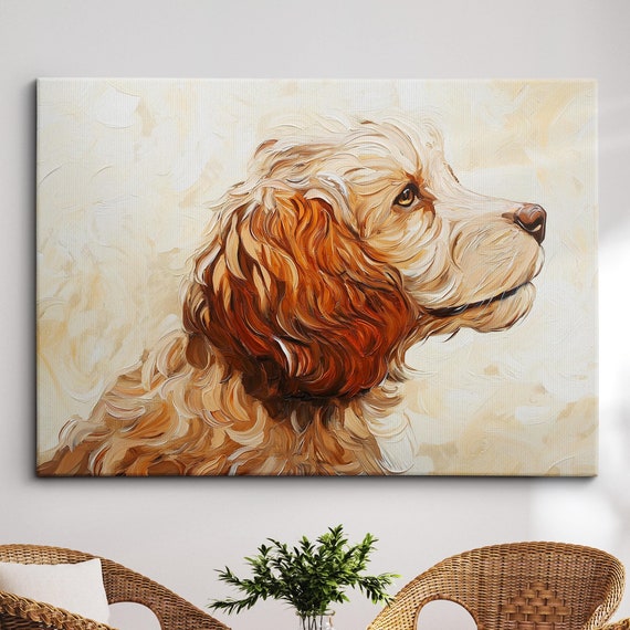 Cockapoo Abstract Dog Pet Animal Oil Painting Wall Art Framed Canvas Poster Print Home Kitchen Office Bedroom Living Room Decor Gift