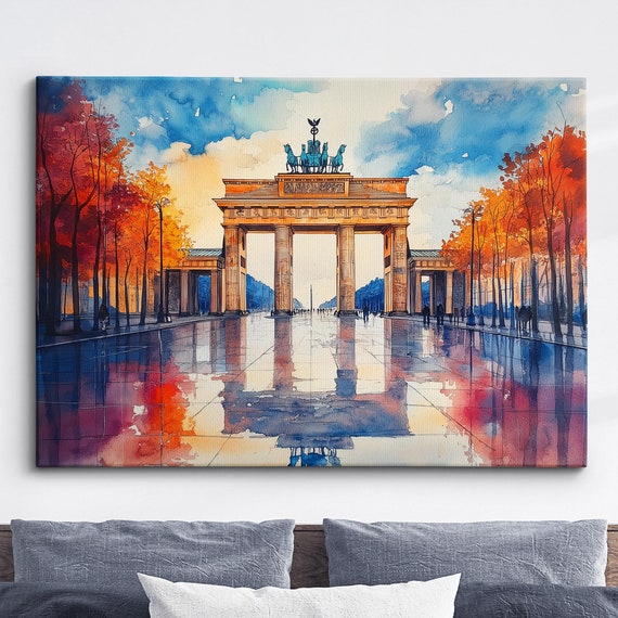 The Brandenburg Gate Landmark Abstract Oil Painting Wall Art Framed Canvas Poster Print Home Kitchen Office Room Decor Travel Gifts