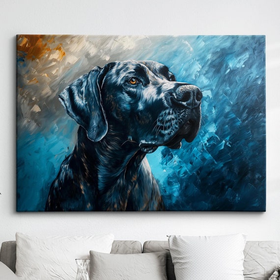 Great Dane Pose Abstract Dog Pet Animal Painting Splatter Wall Art Framed Canvas Poster Print Home Kitchen Office Room Decor Gifts