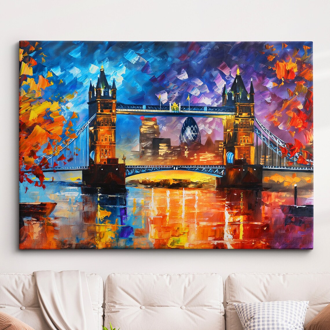 London Tower Bridge Sunset Oil Painting Landmark Poster Artwork