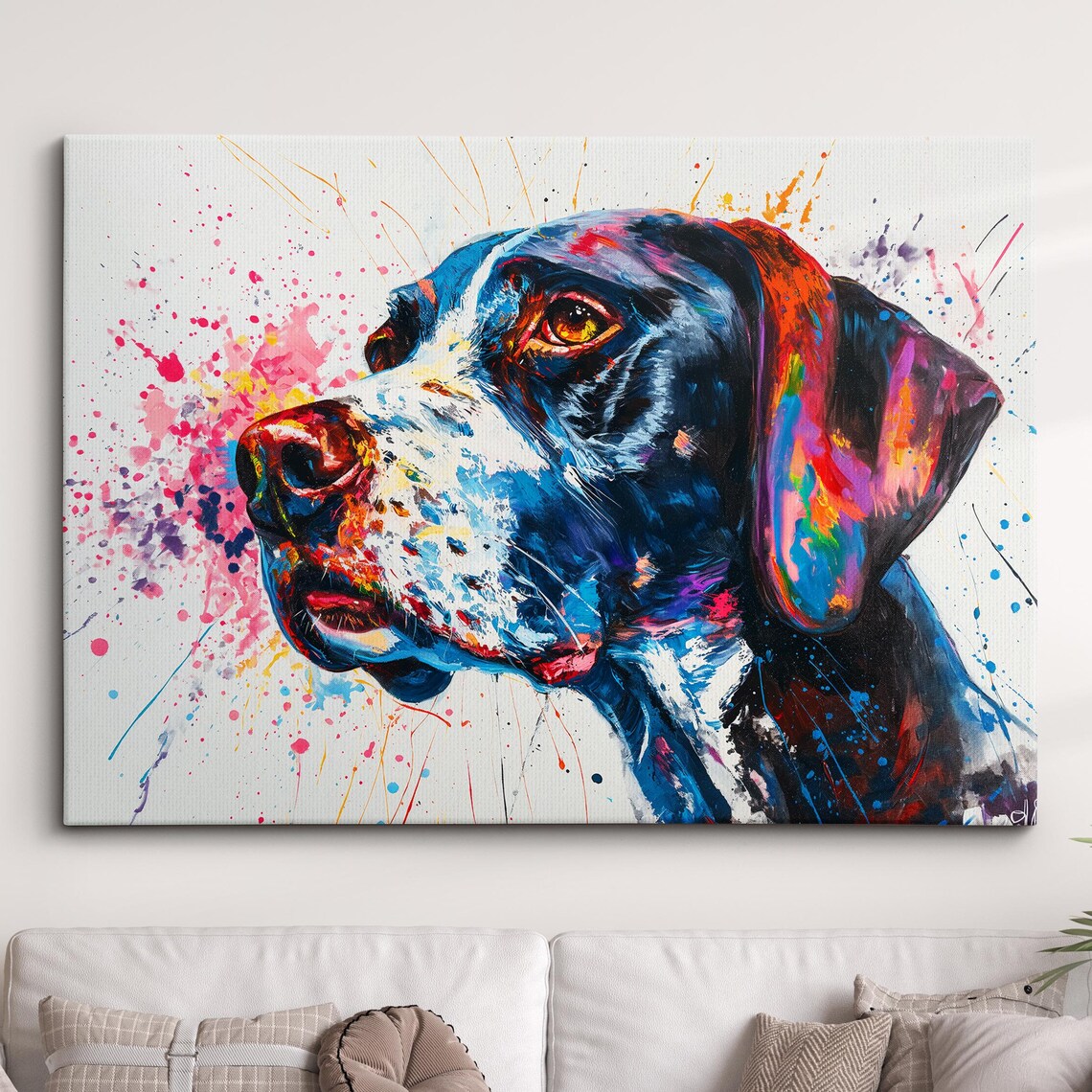 English Pointer Head Colorful Splash Abstract Oil Painting Poster