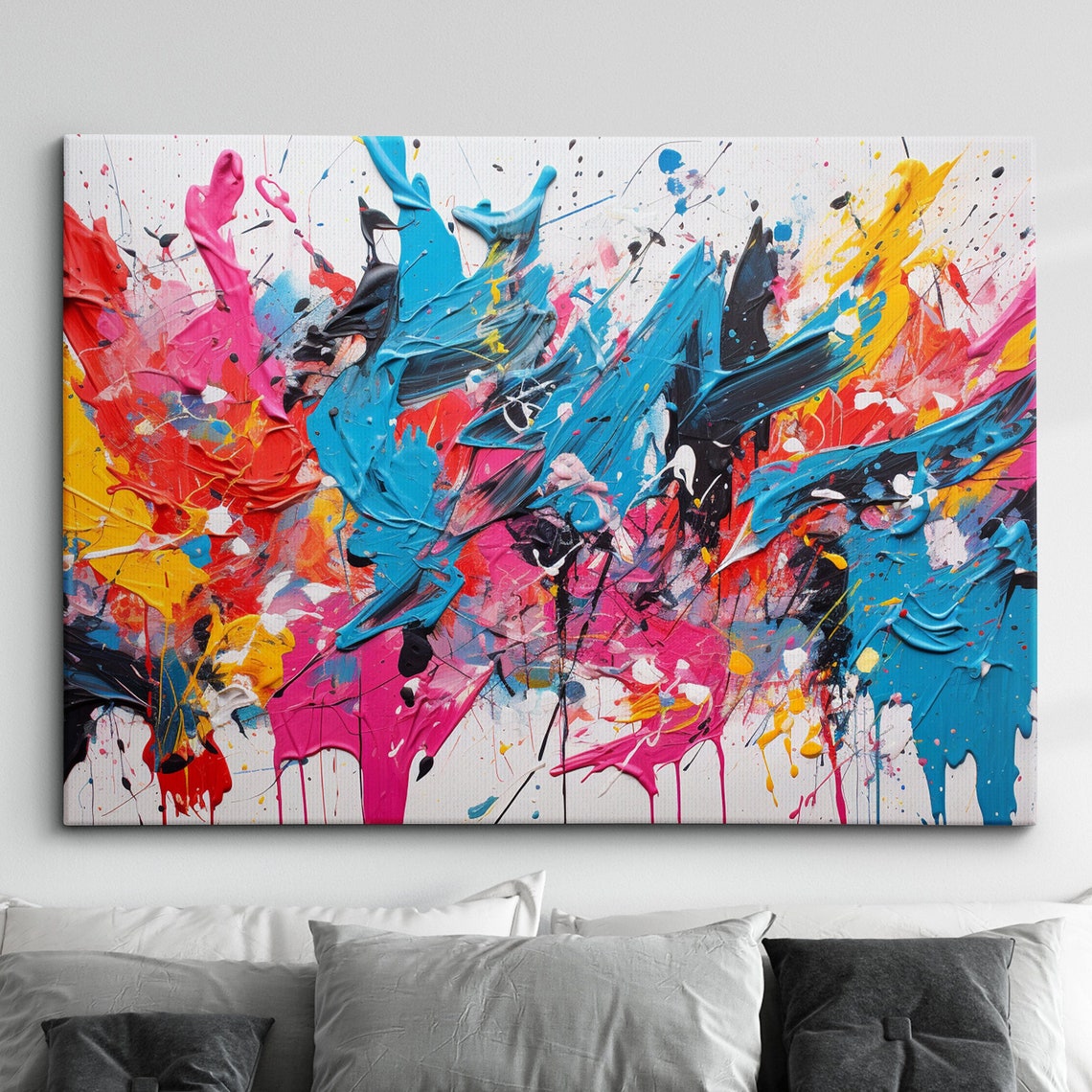 Colorful Paint Splash Abstract Expressionist Modern Art Poster