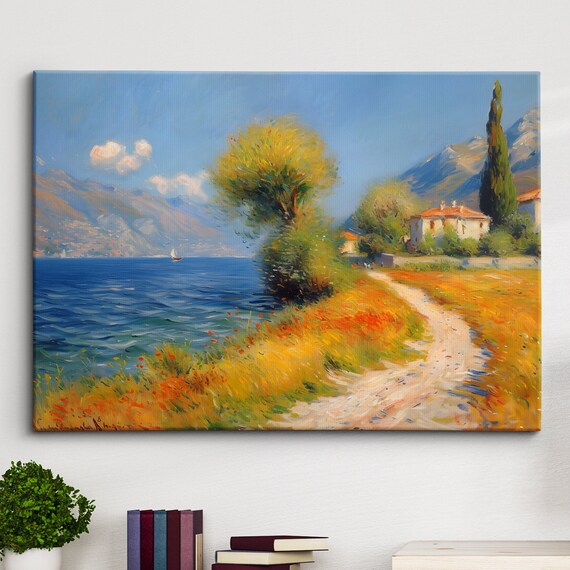 Seaside Coast Impressionist Oil Painting Blue Ocean Art Poster