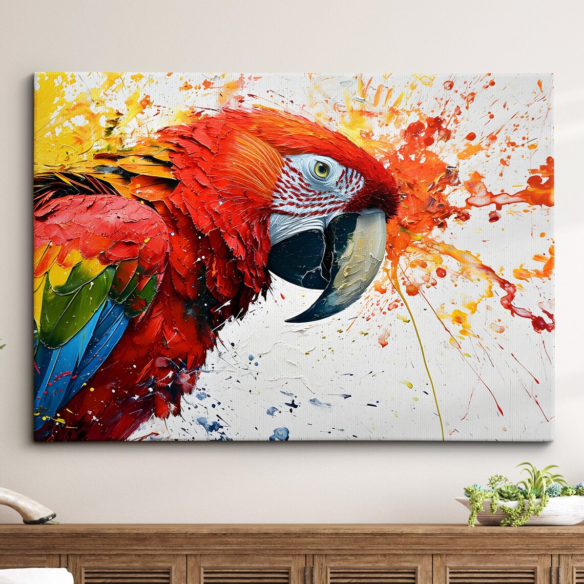 Colorful Parrot Abstract Modern Animal Art Print