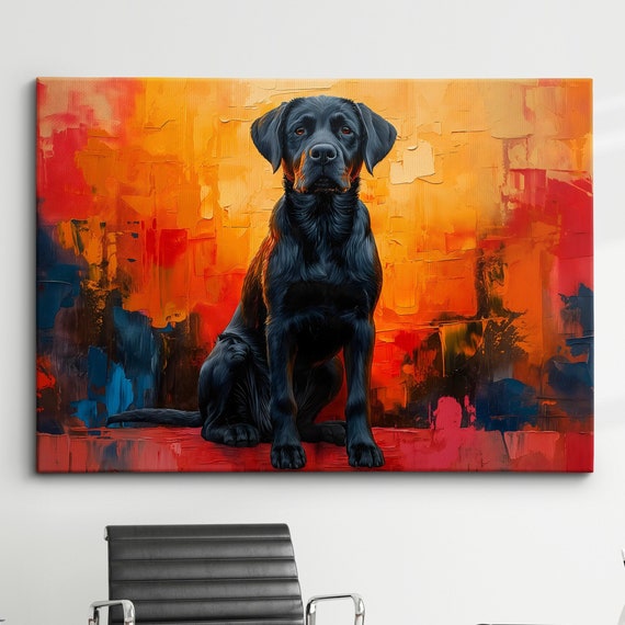 Colorful Labrador Dog Pet Abstract Modern Oil Painting Wall Art Framed Canvas Poster Print Home Kitchen Living Room Decor