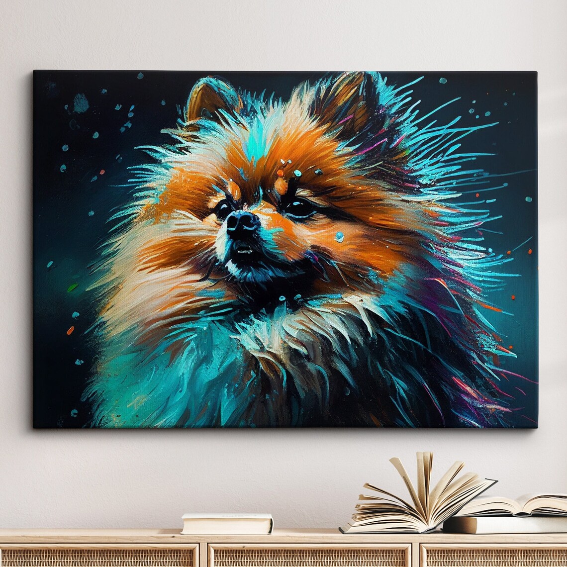 Colorful Pomeranian Dog Abstract Modern Art Print