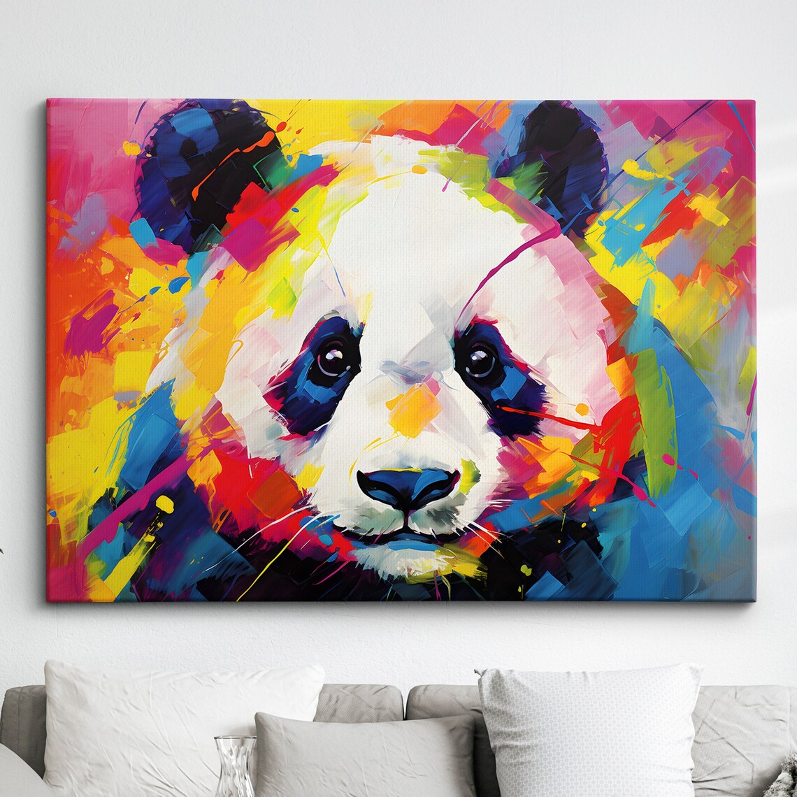 Colorful Panda Abstract Oil Painting Art Print