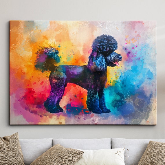 Poodle Abstract Dog Pet Animal Painting Splatter Wall Art Framed Canvas Poster Print Home Kitchen Office Room Decor Family Gifts