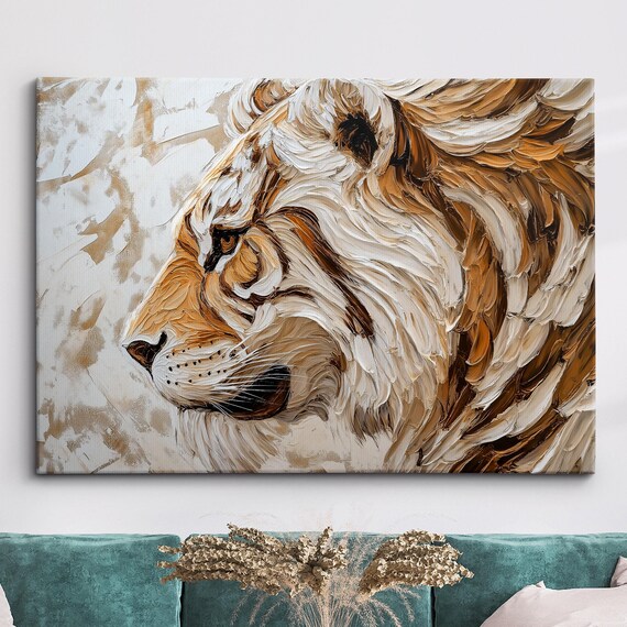 Tiger Animal Abstract Modern Jungle Wild Oil Painting Splatter Style Wall Art Framed Canvas Poster Print Homeoffice Room Decor Gifts