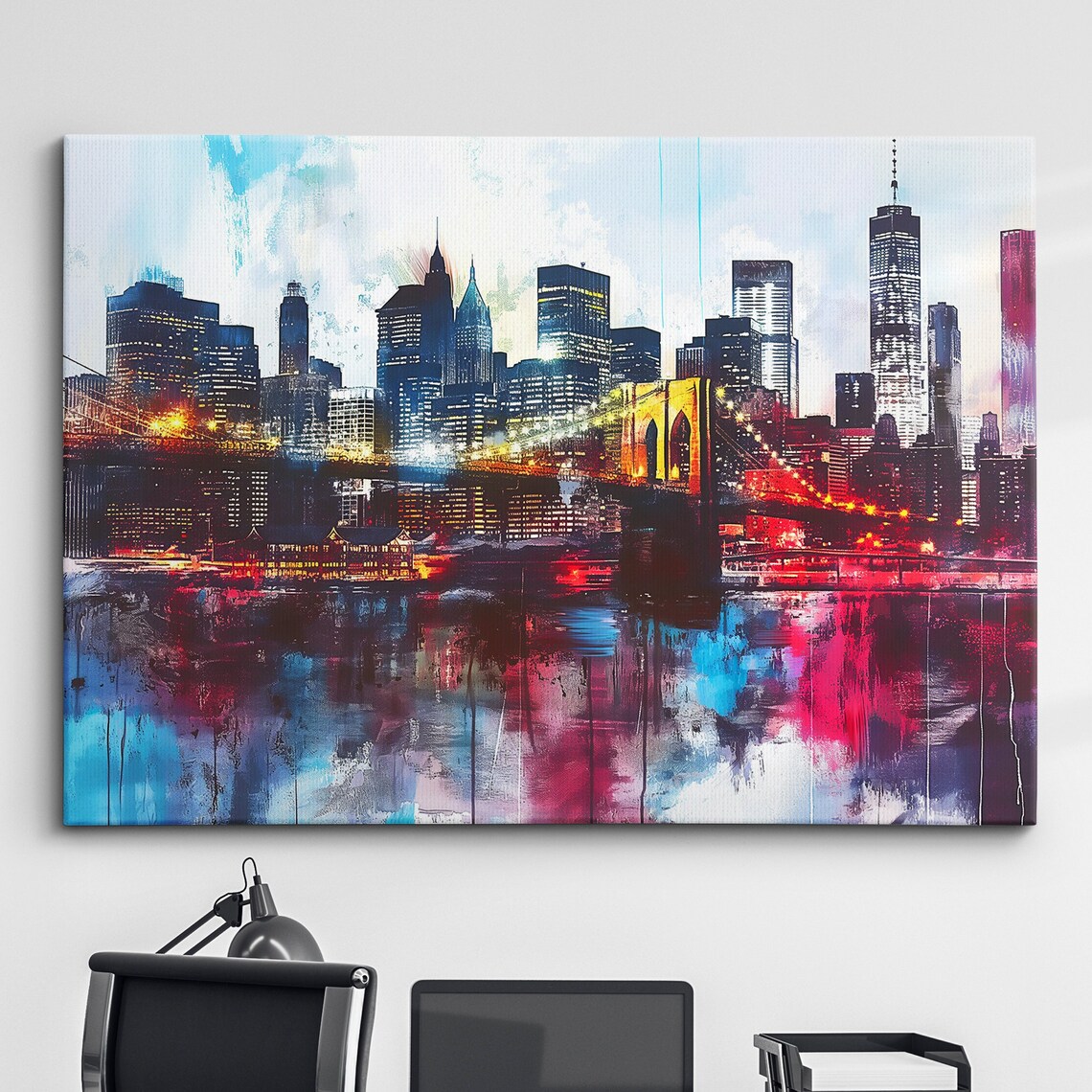 New York City Brooklyn Bridge Sunset Landmark Art Print