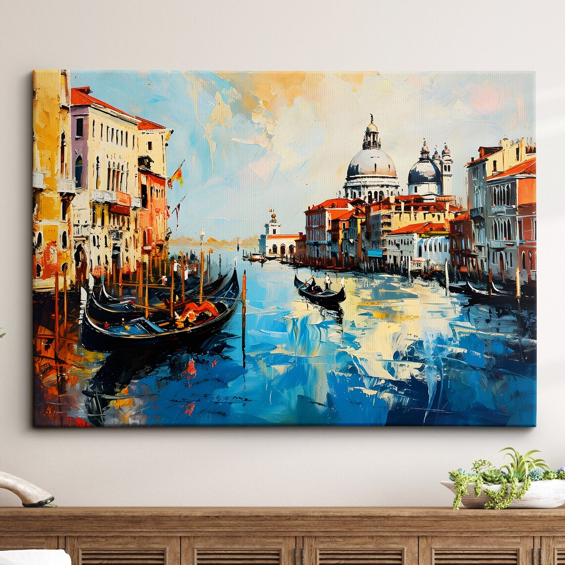 Venice Grand Canal Gondolas Impressionist Oil Painting Poster