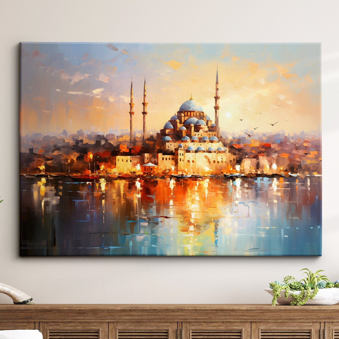 Istanbul River Mosque Turkey Travel Poster
