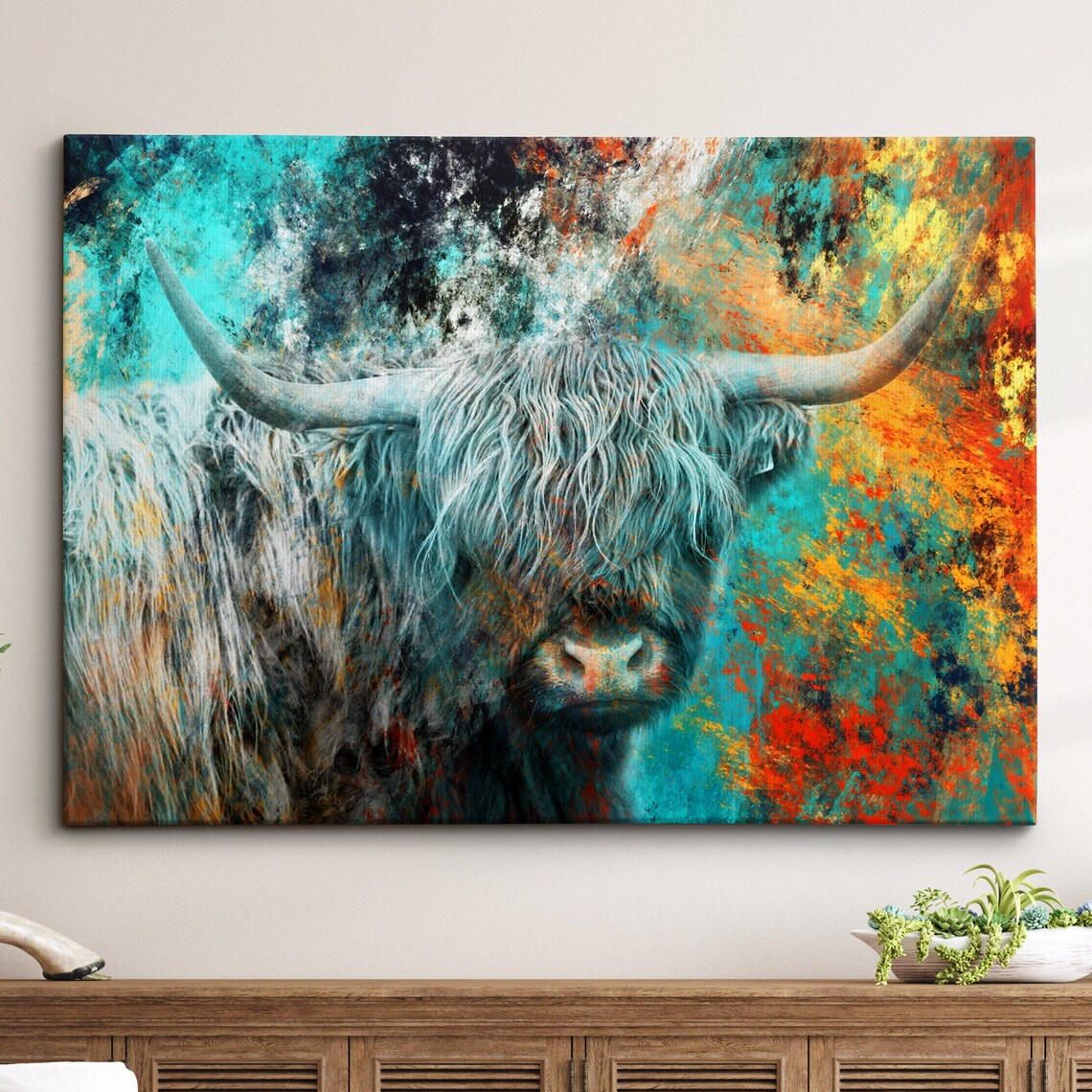 Highland Scottish Cow Abstract Modern Art Print