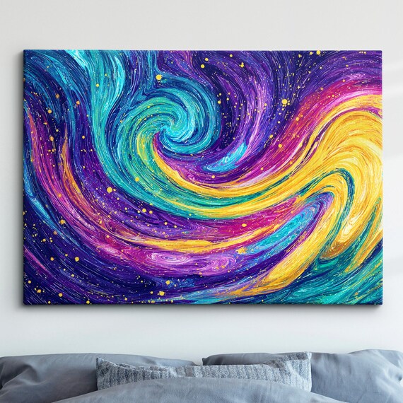 Abstract Painting Starry Night Landmark Oil Style Wall Art Framed Calming Canvas Poster Print Homeoffice Room Decor