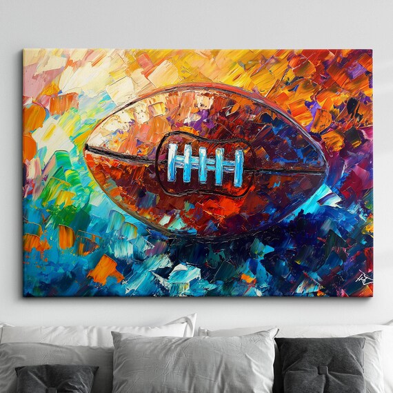 American Football Abstract Oil Painting Warm Fiery Palette Poster