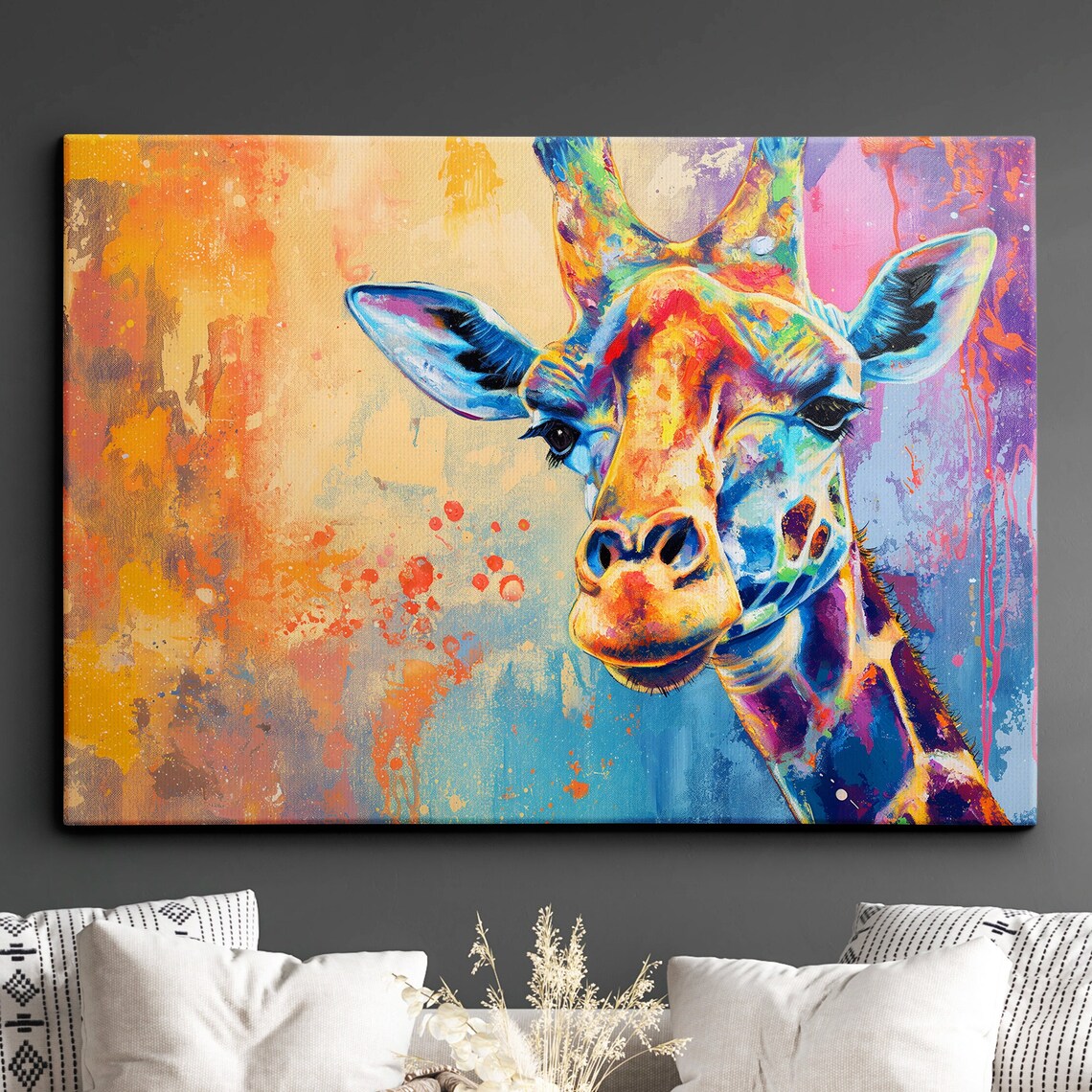 Colorful Giraffe Abstract Landscape Art Print