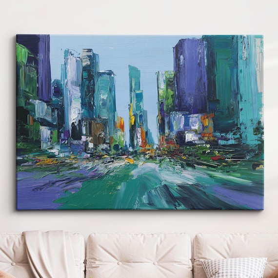 New York City Impressionist Palette Knife Painting Skyline Art Poster