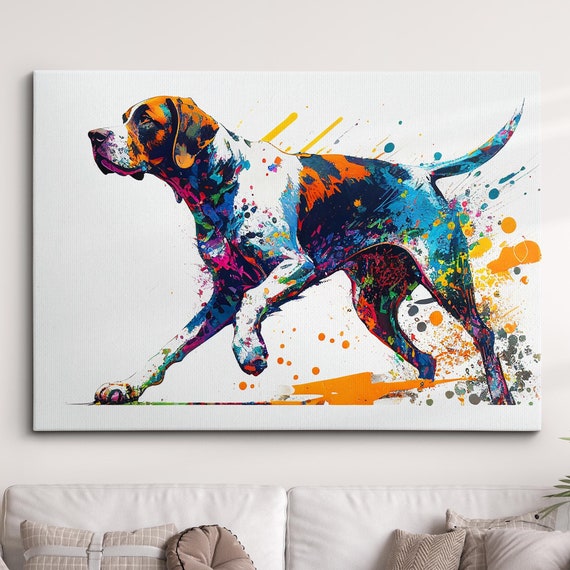 Colorful English Pointer Dog Pet Abstract Modern Oil Painting Wall Art Framed Canvas Poster Print Home Kitchen Office Room Decor Gifts