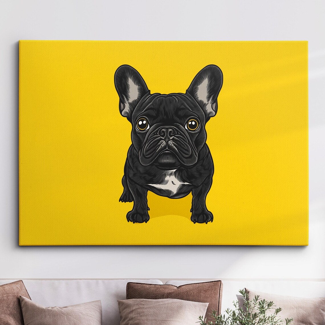 Black French Bulldog Puppy Full Body Standing Cute Dog Portrait Poster