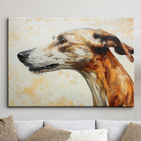 Iconic Greyhound Abstract Dog Pet Animal Painting Splatter Wall Art Framed Canvas Poster Print Home Kitchen Office Room Decor Gifts