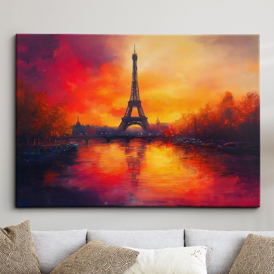 Paris France Eiffel Tower Cityscape Landmark Oil Painting Watercolor Wall Art Framed Canvas Poster Print Homeoffice Room Decor Gifts