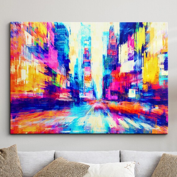 New York City Abstract Neon Street Times Square Painting Poster