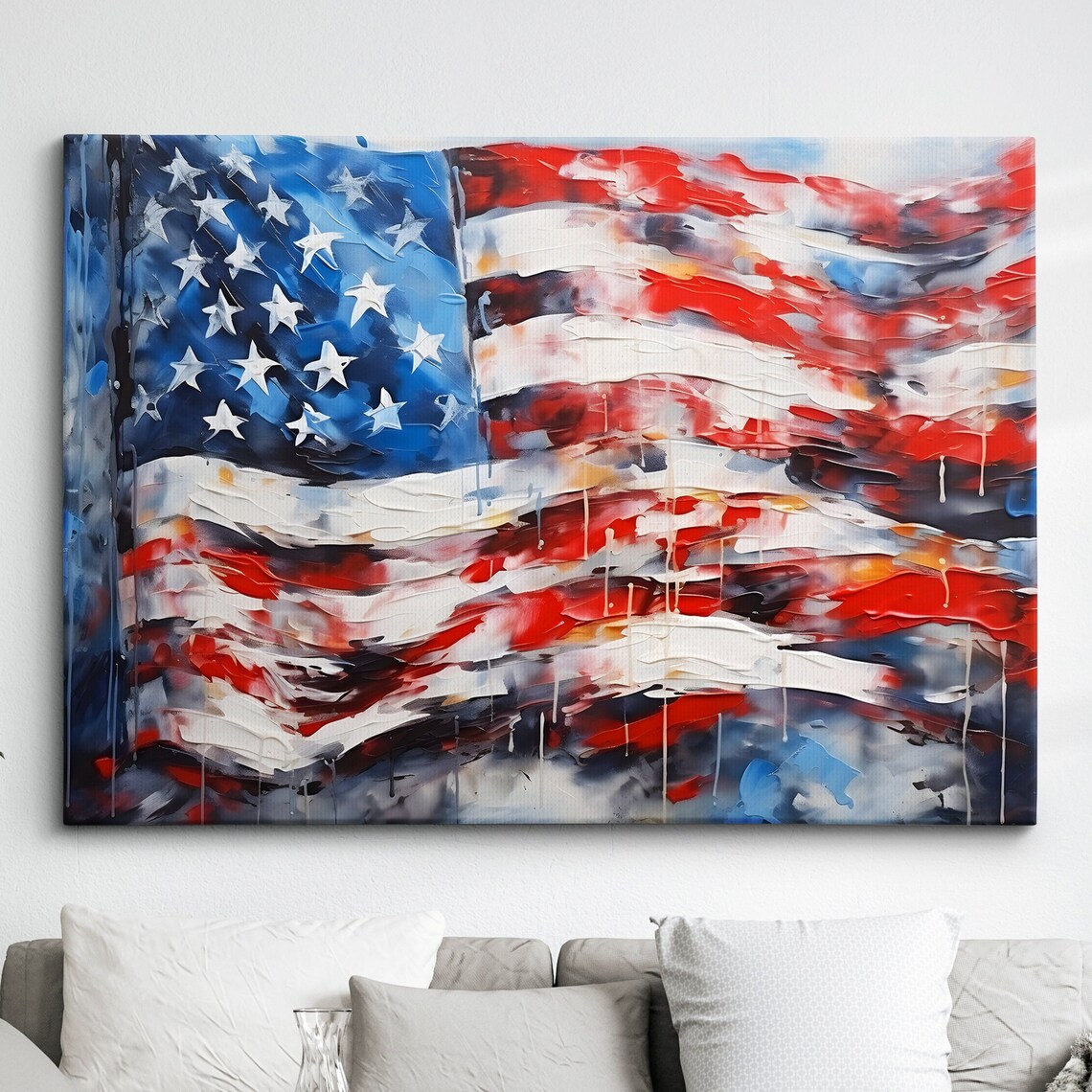 United States Flag Oil Painting Patriotic American Pride Poster