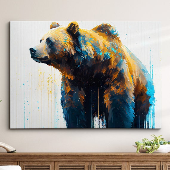 Bear Abstract Oil Painting, Modern Wall Art Print