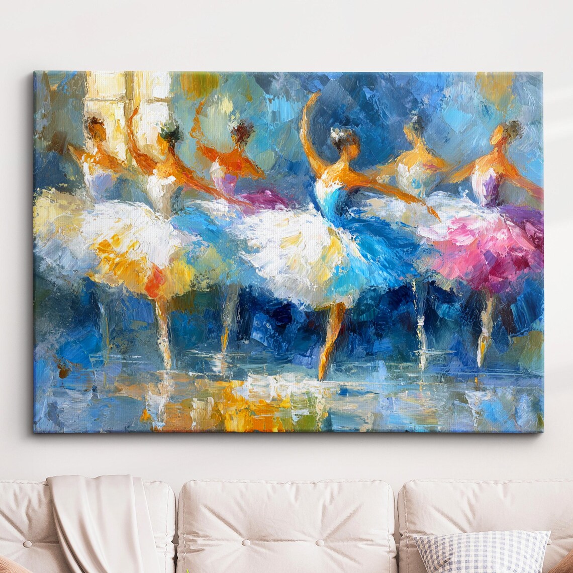Ballerina Dancers In Colorful Tutus Impressionist Oil Painting Poster