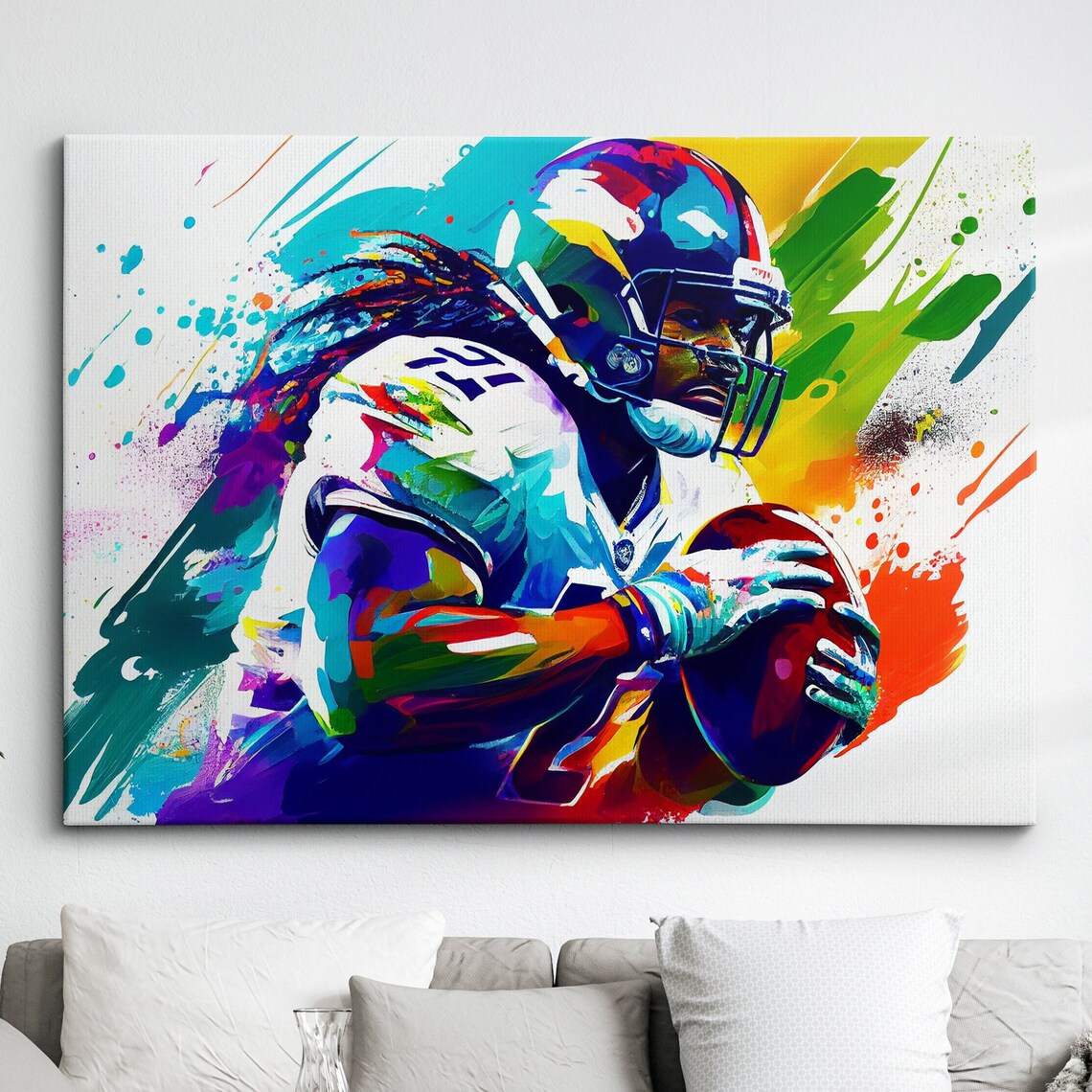 Football Player Abstract Oil Painting Art Print