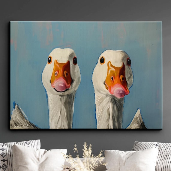 Colorful Ducks Abstract Oil Animal Duck Painting Splatter Style Wall Art Framed Canvas Poster Print Homeoffice Room Decor Gifts