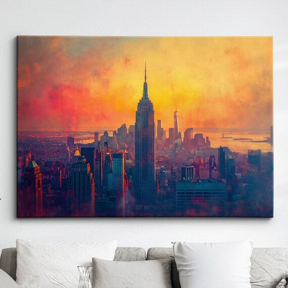 New York City Empire State Golden Hour Sunset Cityscape Poster